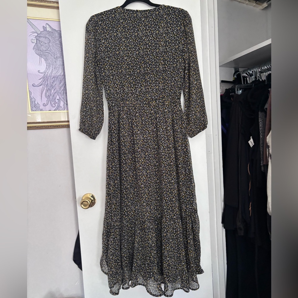 Abercrombie & Fitch Floral Long Sleeve Tie Front Midi Dress - Picture 6 of 10
